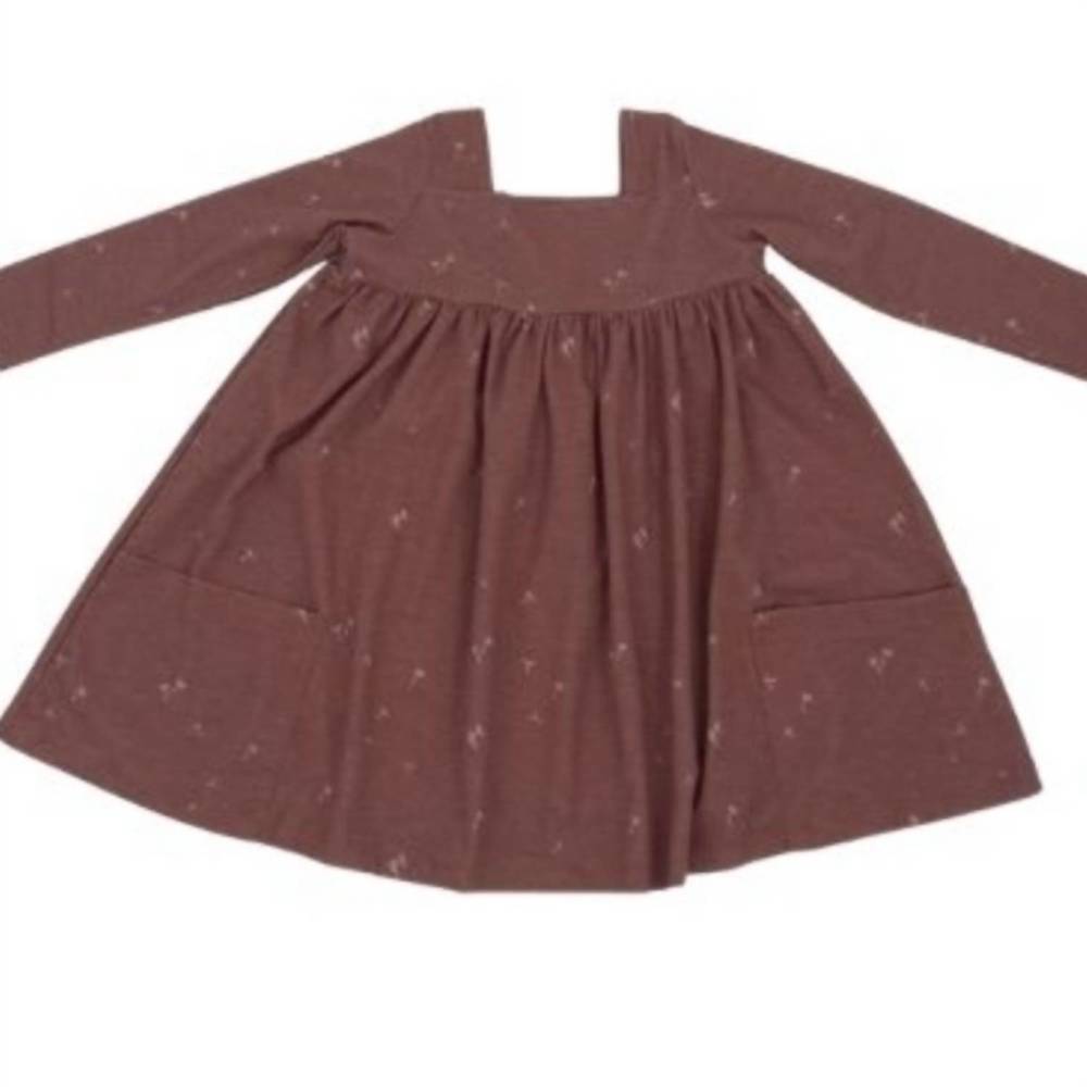 NEW VIGNETTE girl's long sleeve rylie dress in burgundy dandelion